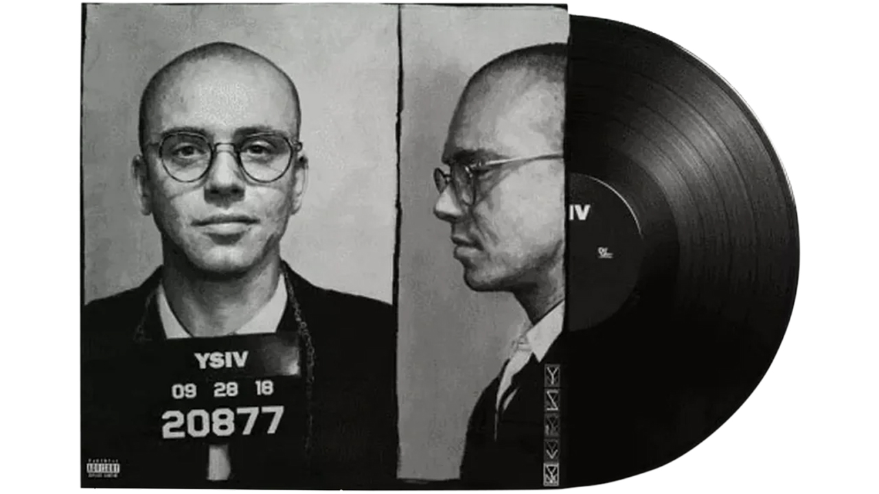 Vinyl record cover for "YSIV" by Logic, featuring a mugshot-style image of him in glasses, with album details.