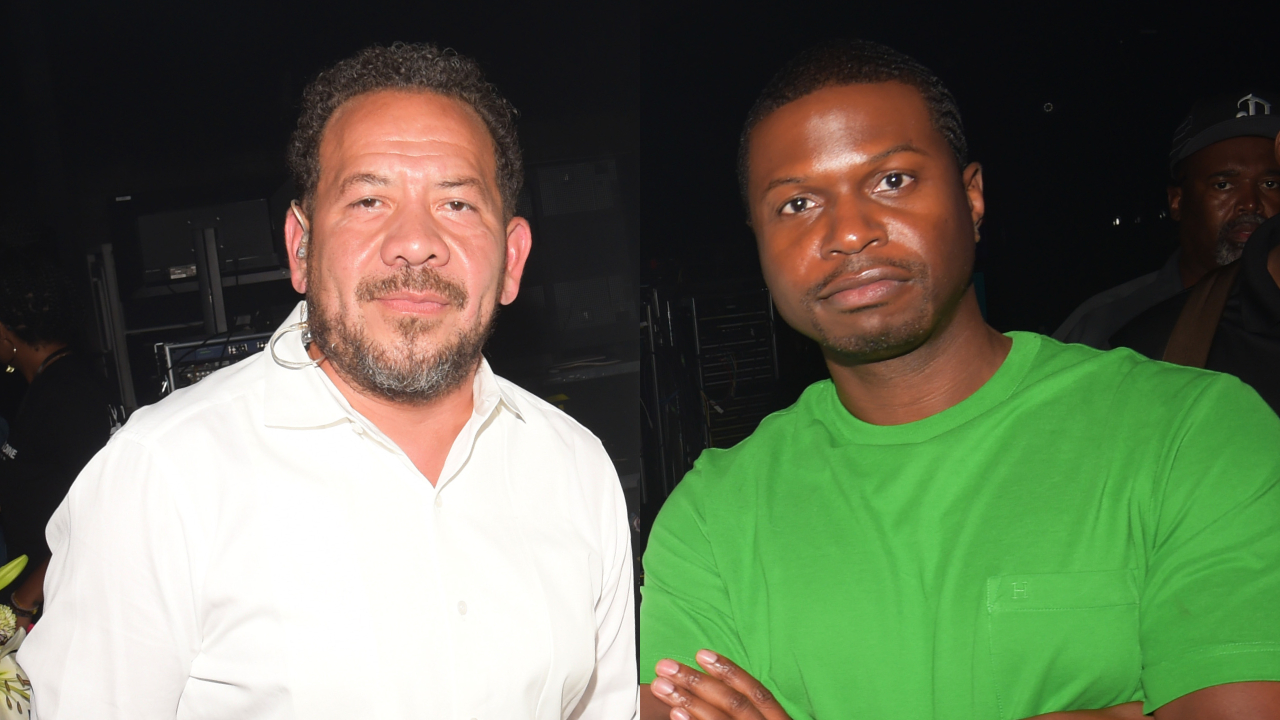 Split image. Left: Elliott Wilson in a white shirt. Right: Brian ‘B.Dot’ Miller in a bright green shirt, posing for a photo.