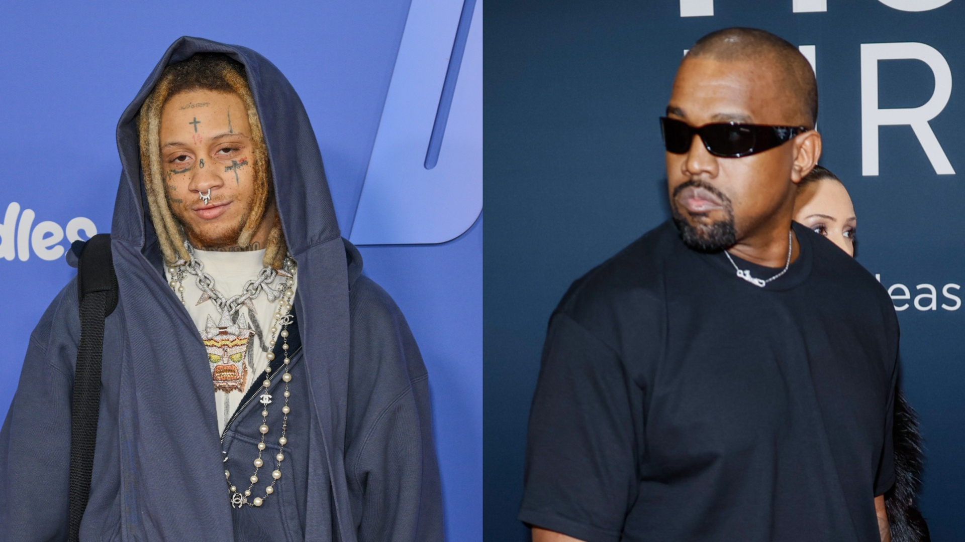 Split image of Trippie Redd and Ye.
