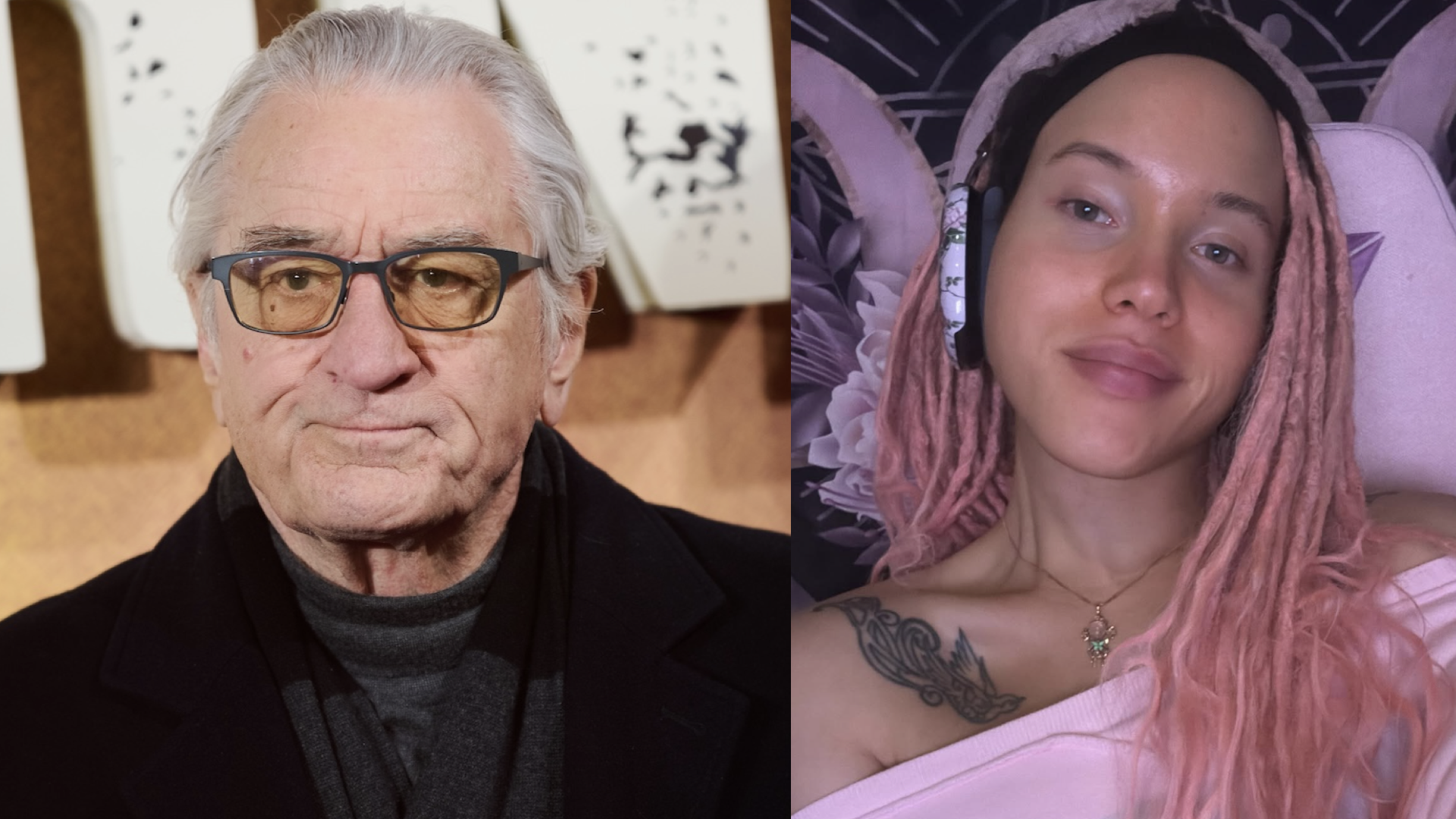 (L) Robert De Niro attends "The Alto Knights" European Premiere at the Curzon Mayfair on March 13, 2025 in London, England. (R) Airyn De Niro on Instagram.