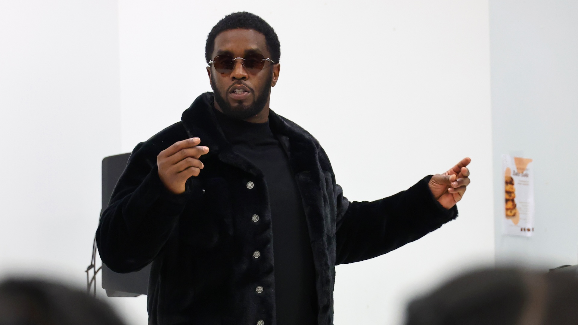 Sean “Diddy” Combs surprises students at his Capital Preparatory School in the Bronx on October 18, 2022 in New York City. 