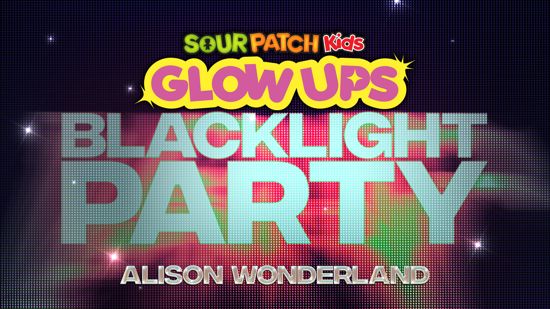Sour Patch Kids Glow Ups Blacklight Party poster featuring Alison Wonderland.
