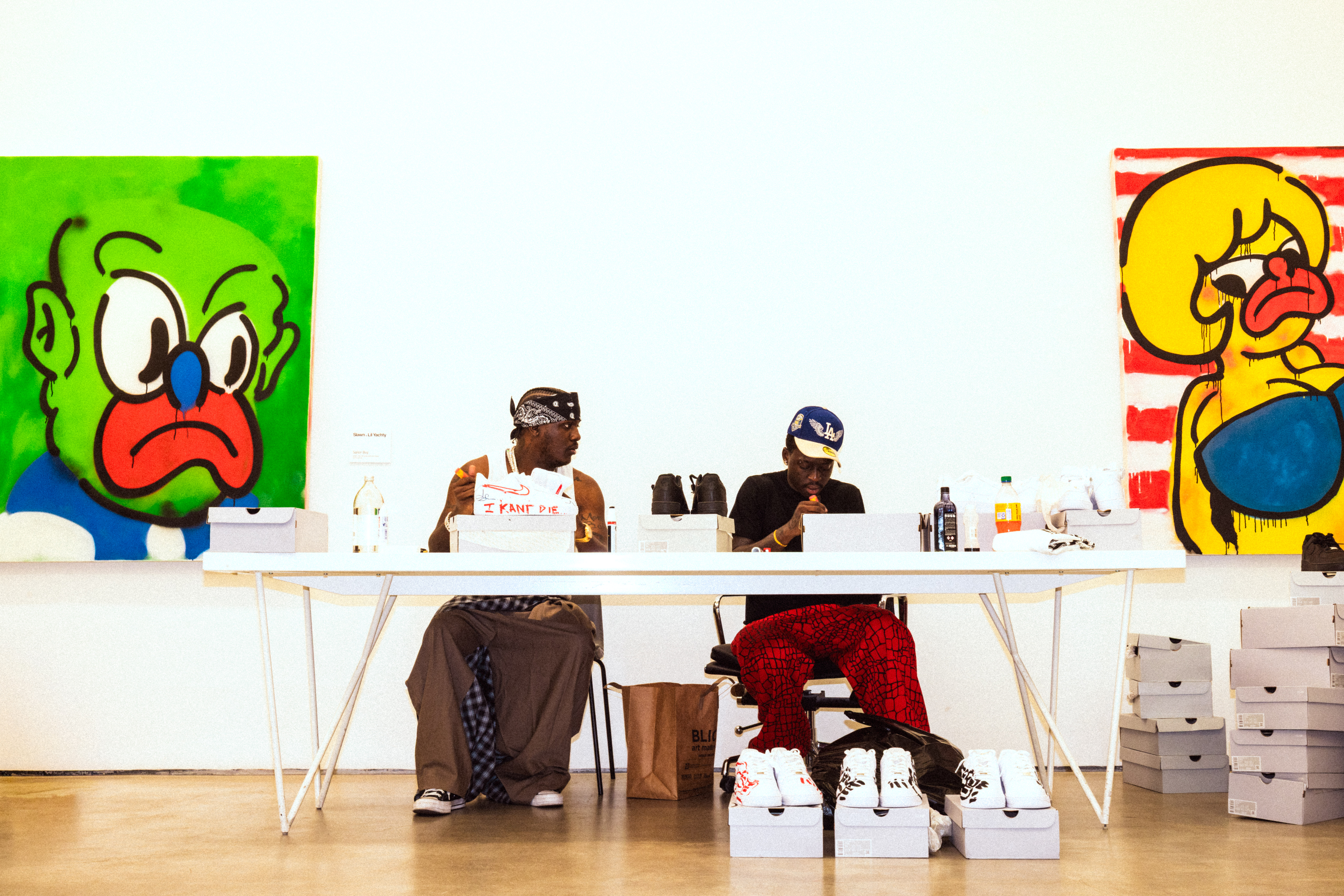 Lil Yachty and Slawn at their "24 HRS in Atlanta" Art gallery in NYC.