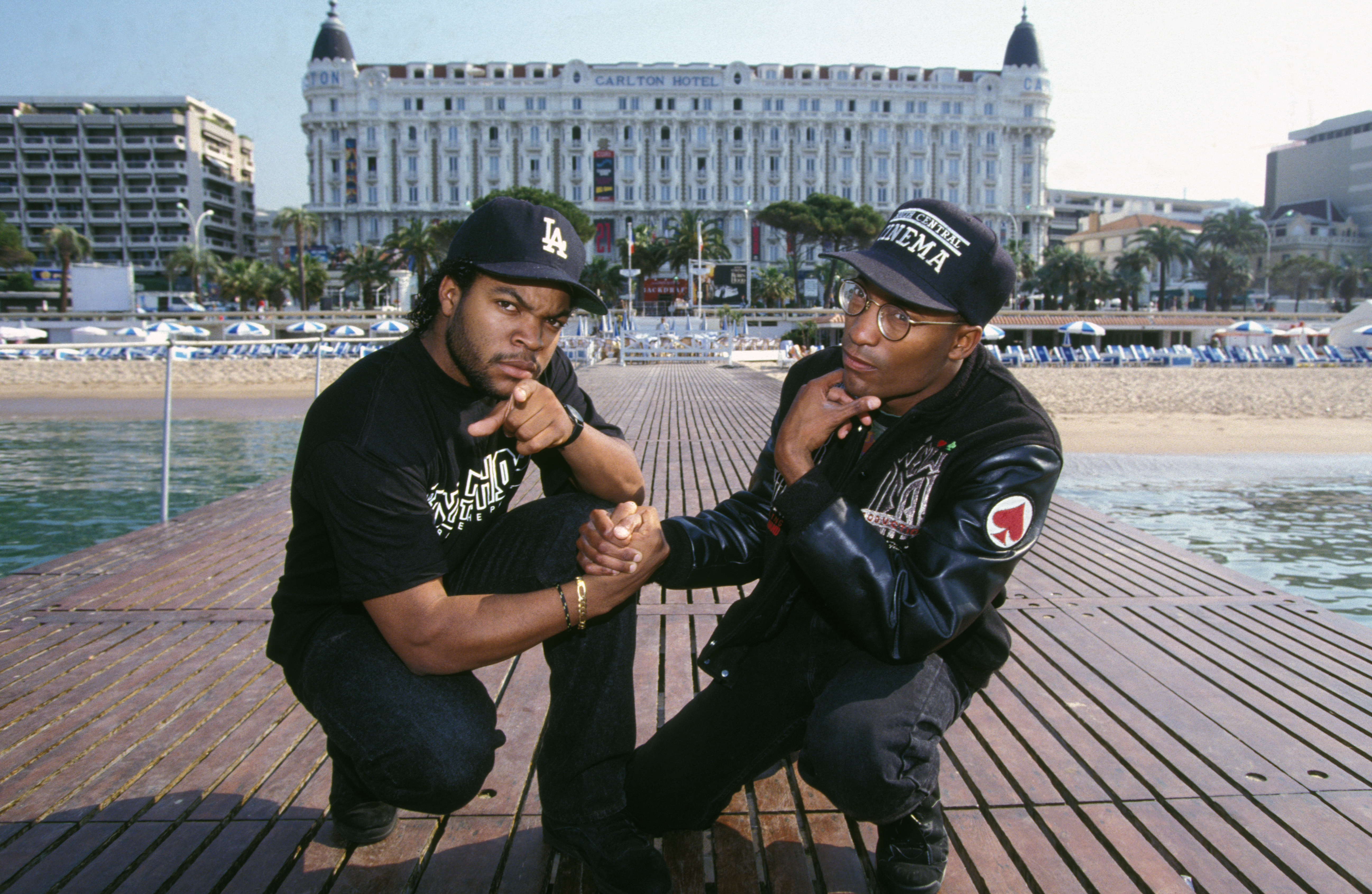 John Singleton and Ice Cube at the 1991 Cannes Film Festival. 