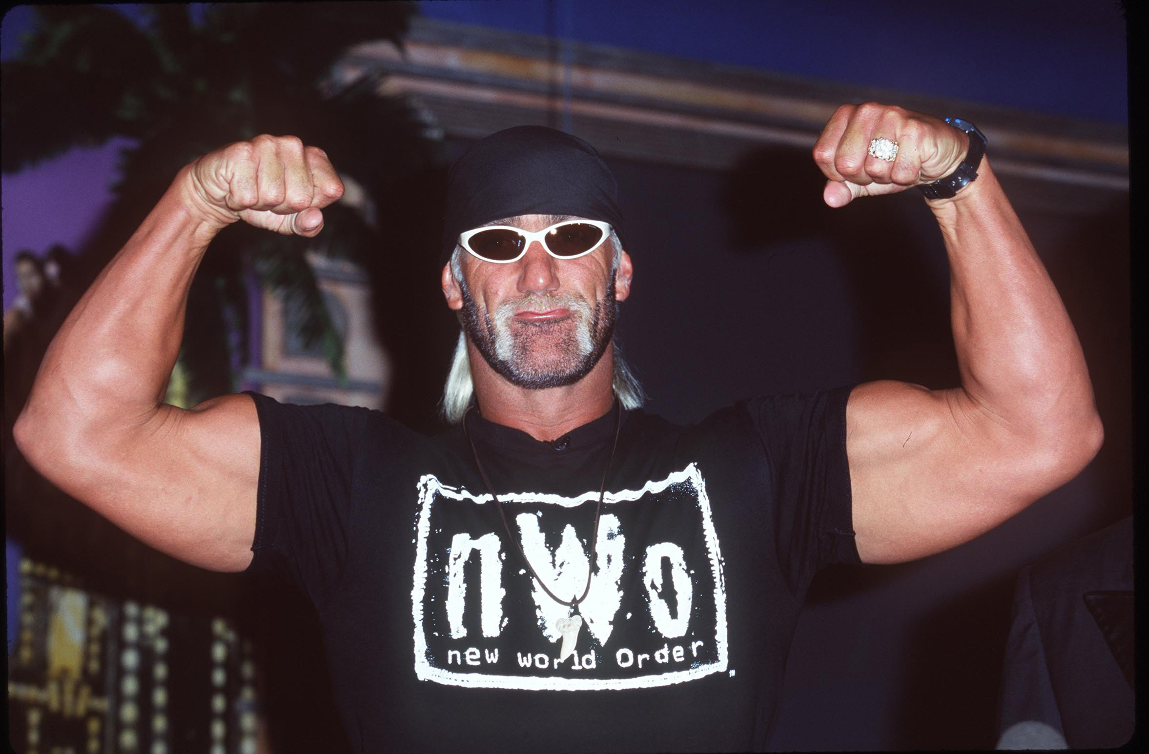 Hulk Hogan at a press conference promoting Bash at the Beach 98.