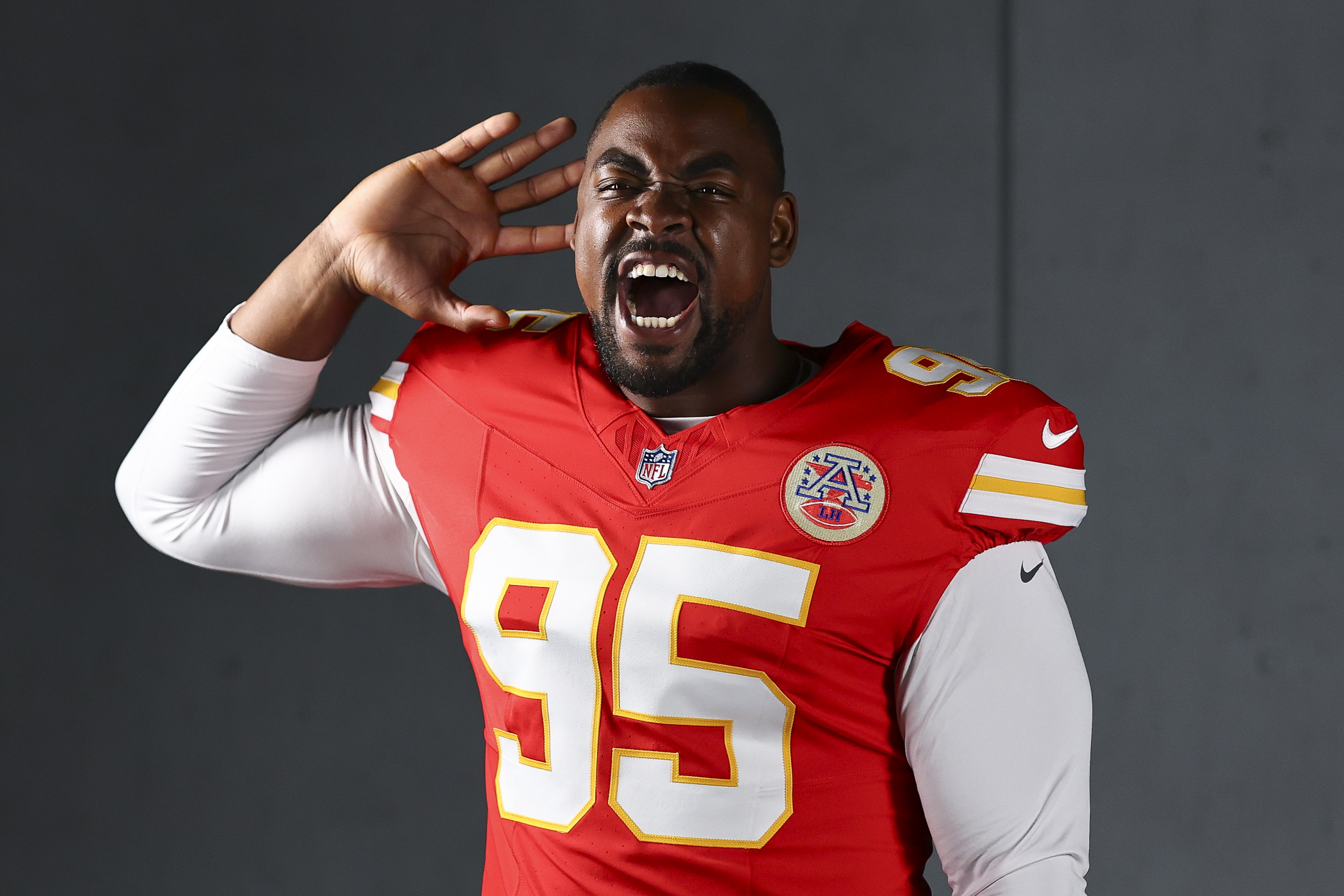 Kansas City Chiefs defensive lineman Chris Jones poses during a photo shoot.