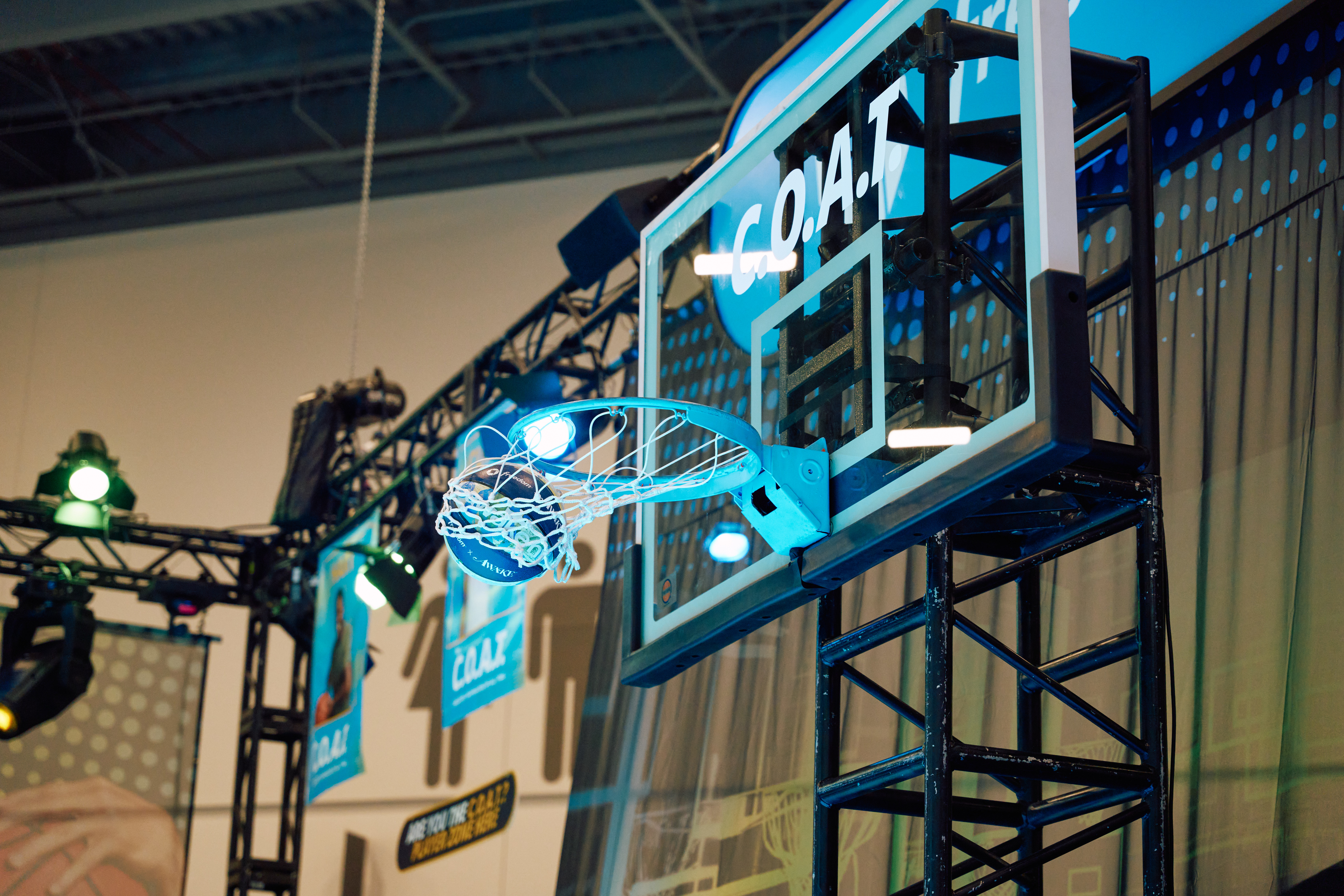 Basketball rim at Chase Freedom's Cashback Court