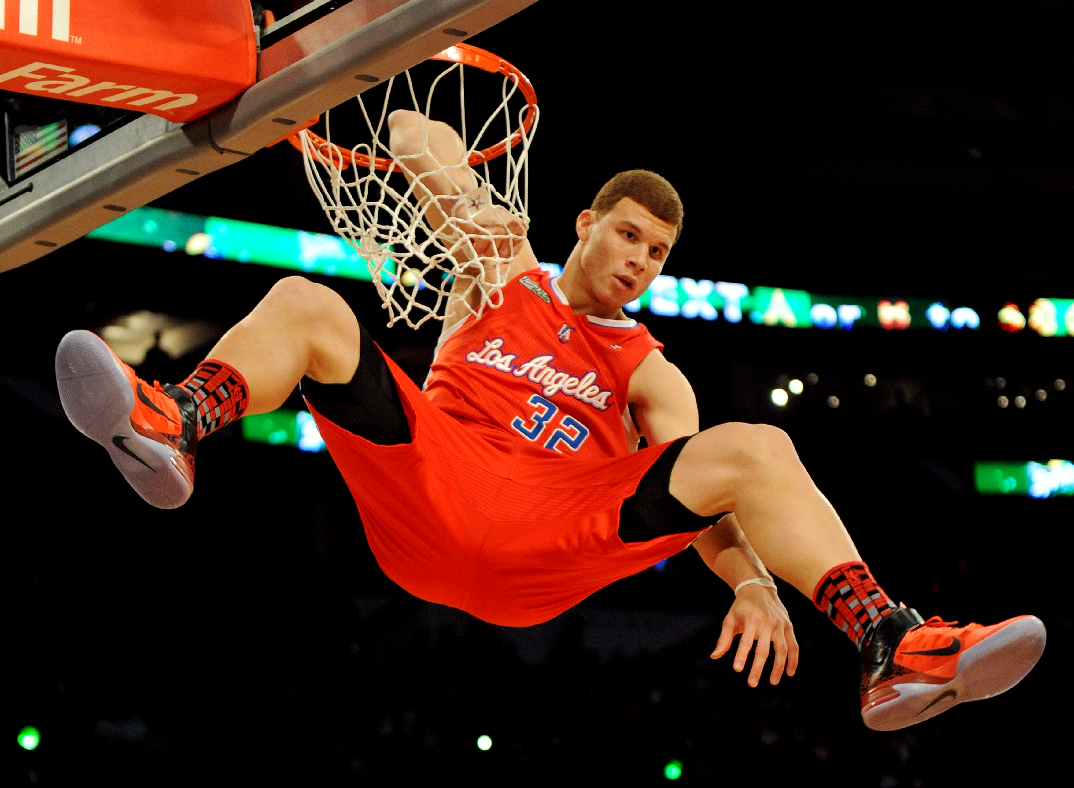 Blake Griffin. of the Los Angeles Clippers throws down a dunk during the 2011 NBA Slam Dunk Contest. 