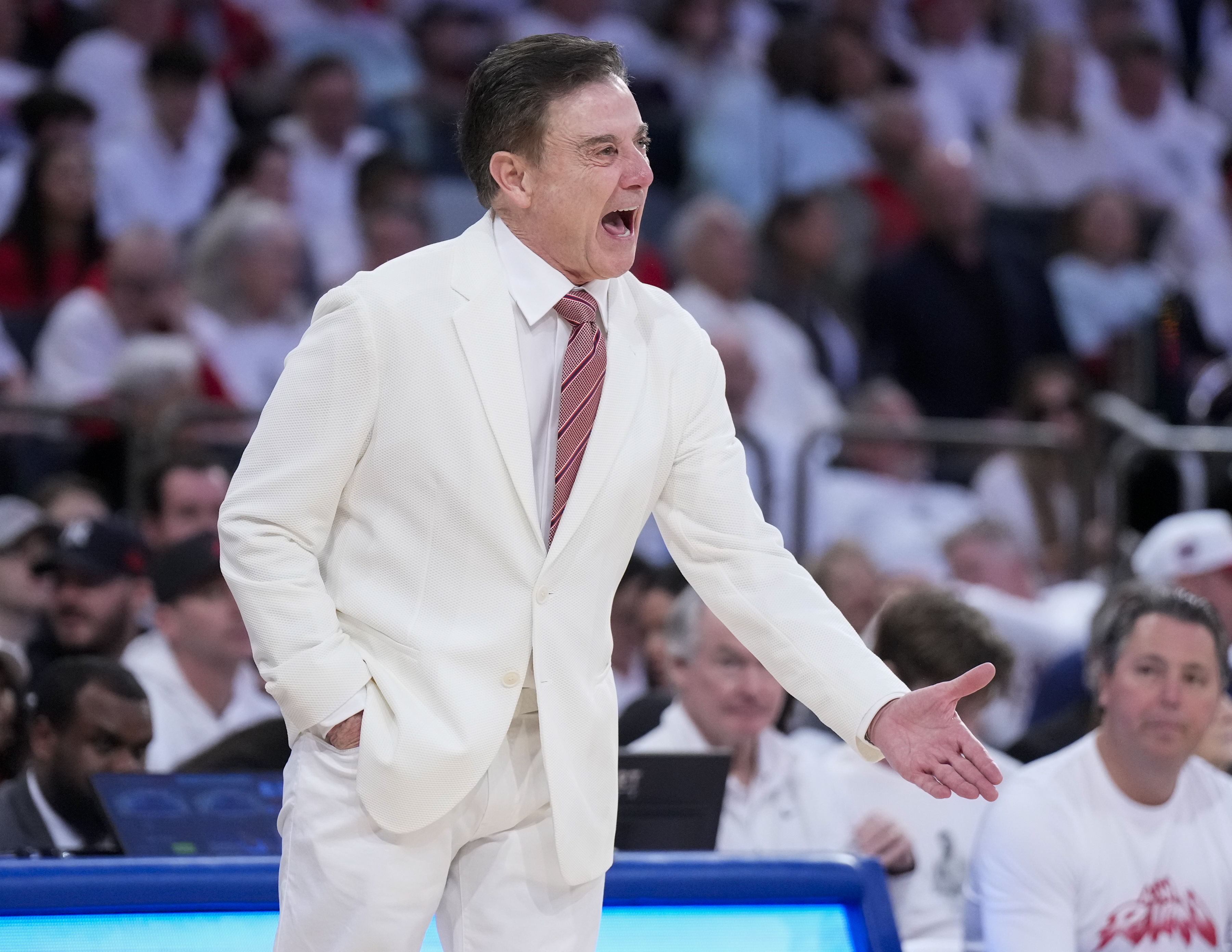 St. John's head coach Rick Pitino yells at the referees during the March 1, 2025 St. John's-Providence game.