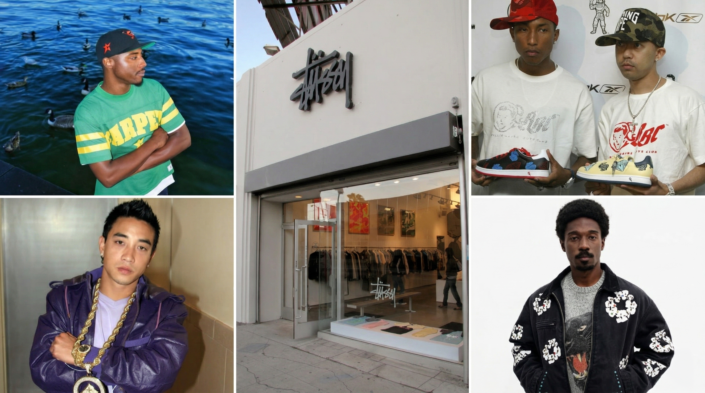 The streetwear brands you should know including LRG, Stüssy, Carpet Company, Denim Tears, and Billionaire Boys Club.