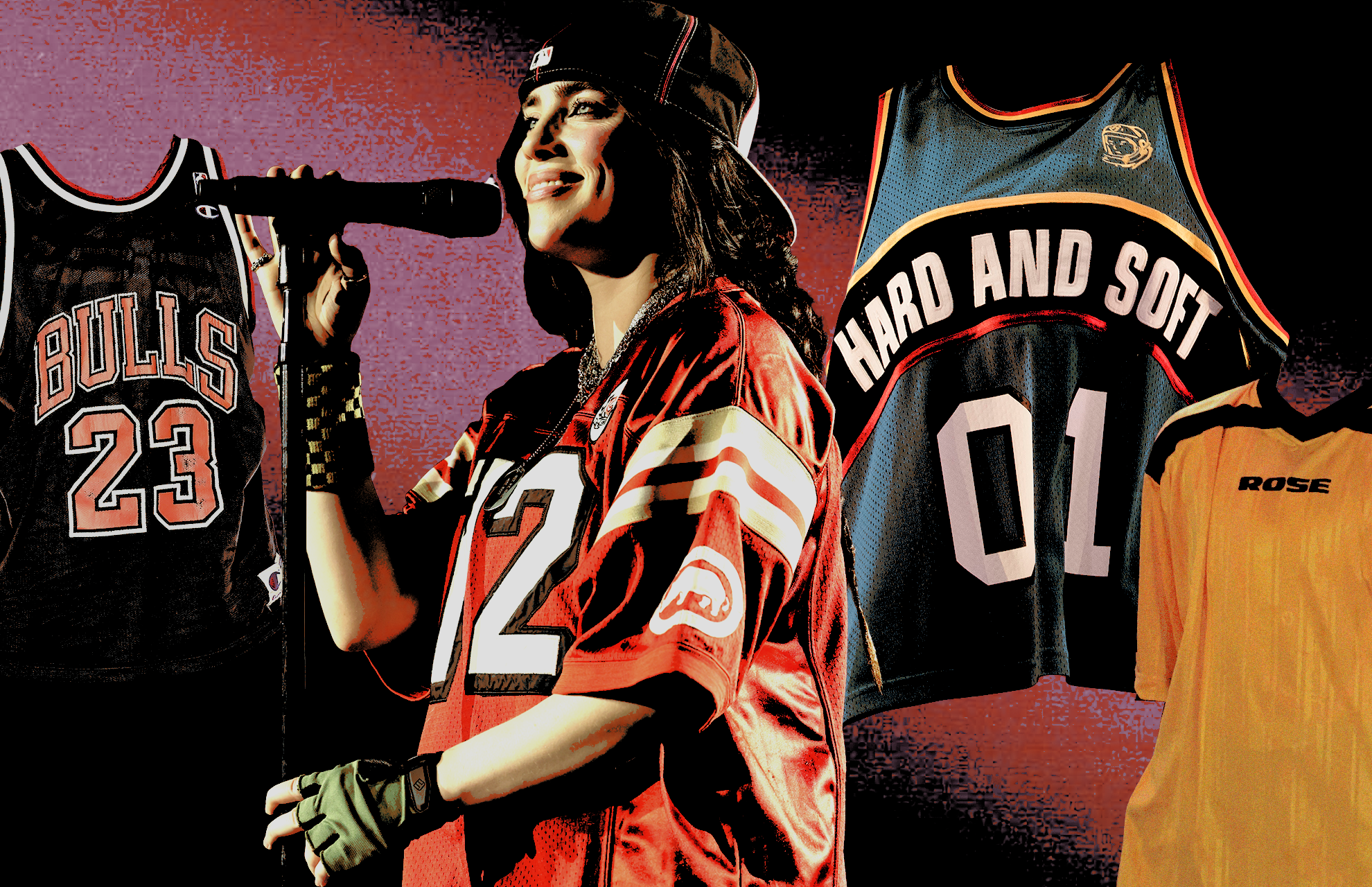 Billie Eilish has a long history of wearing jerseys, from customs by Billionaire Boys Club to vintage Michael Jordan gems.