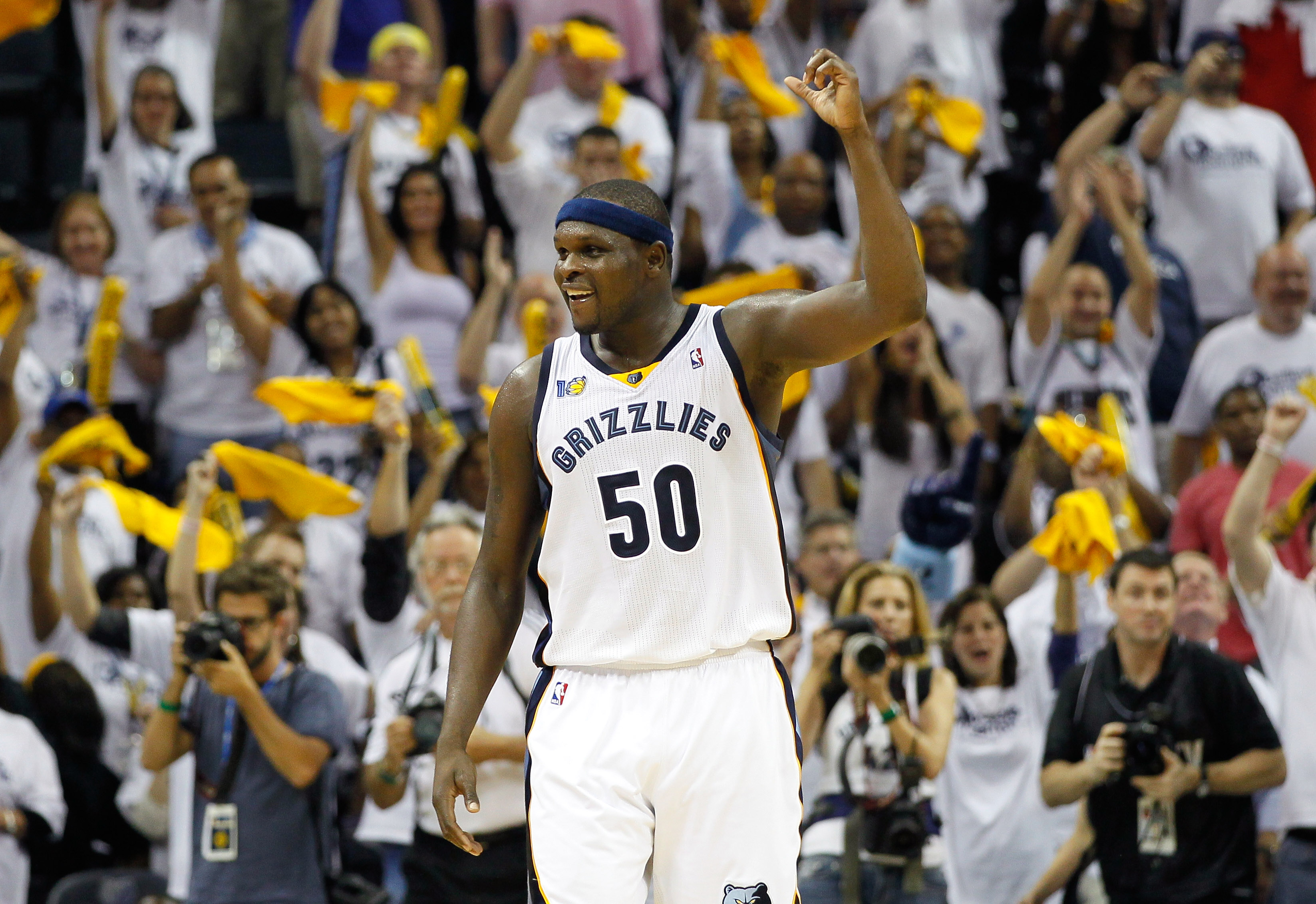 Zach Randolph celebrates during a Memphis Grizzlies playoff game in May 2011. 