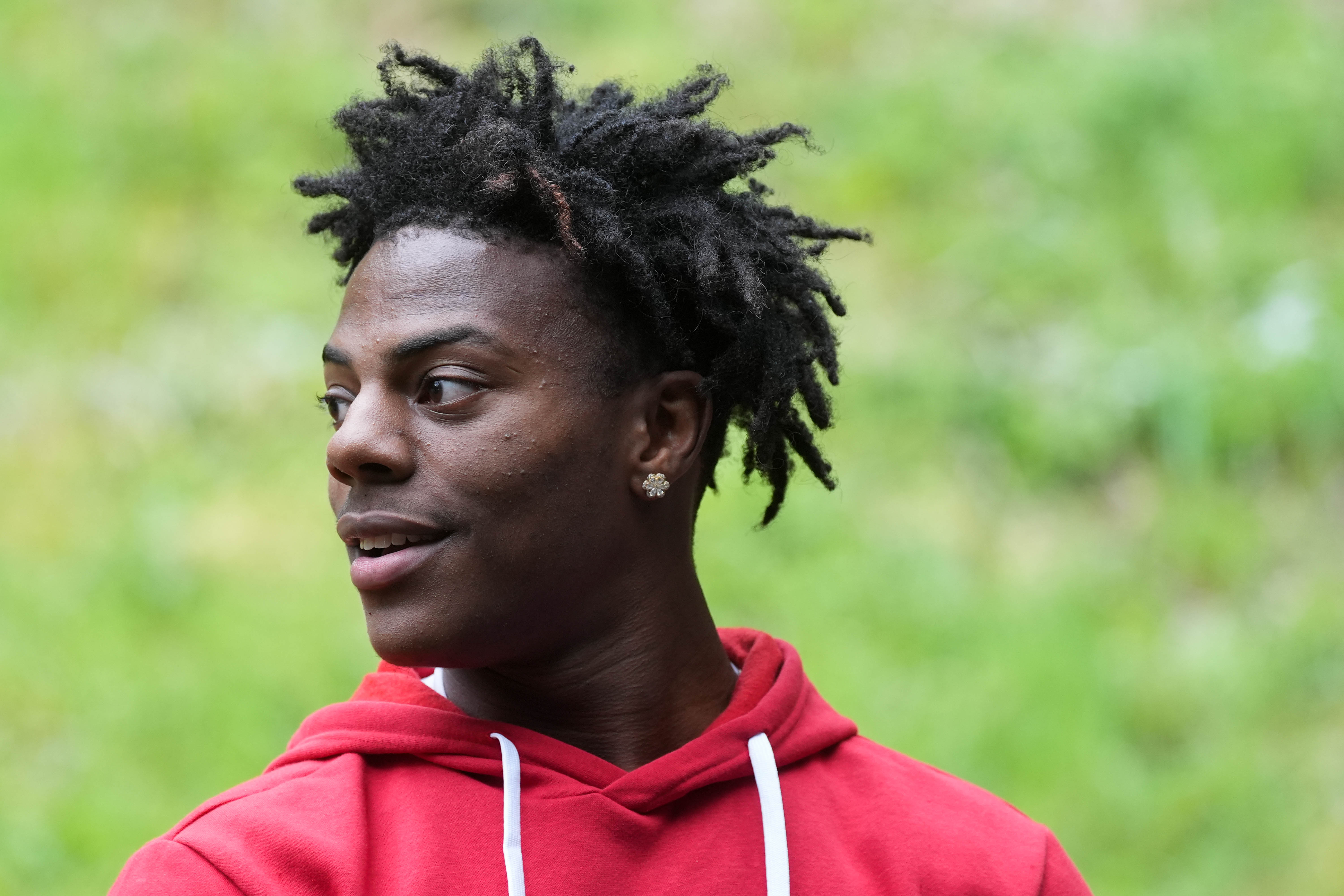 American YouTuber and rapper, Darren Watkins Jr, known online as IShowSpeed or Speed, at the annual cheese rolling at Cooper's Hill in Brockworth, Gloucestershire.