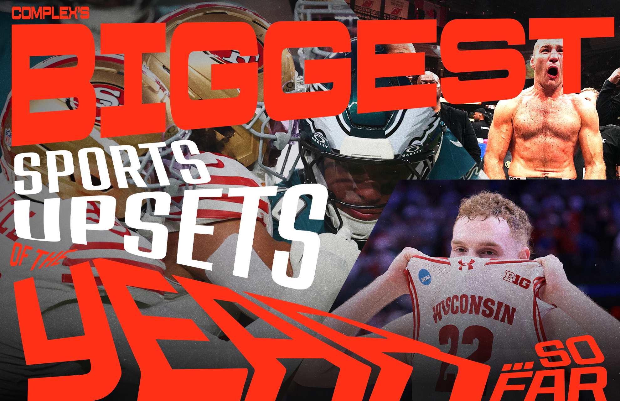 The Philadelphia Eagles, Wisconsin mens basketball team, and Sean Strickland were involved in some of the biggest upsets in sports.