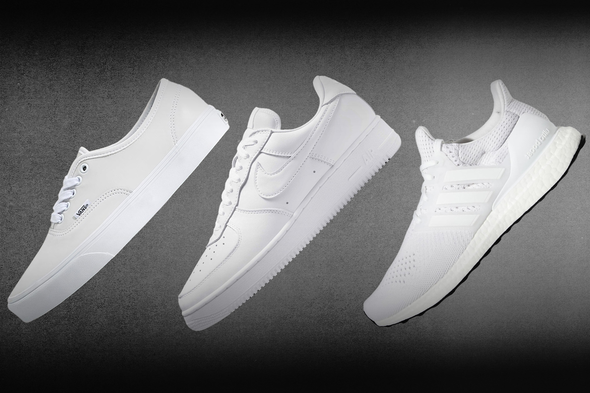 Vans Authentic, Nike Air Force 1 Low, Adidas Ultra Boost 1.0