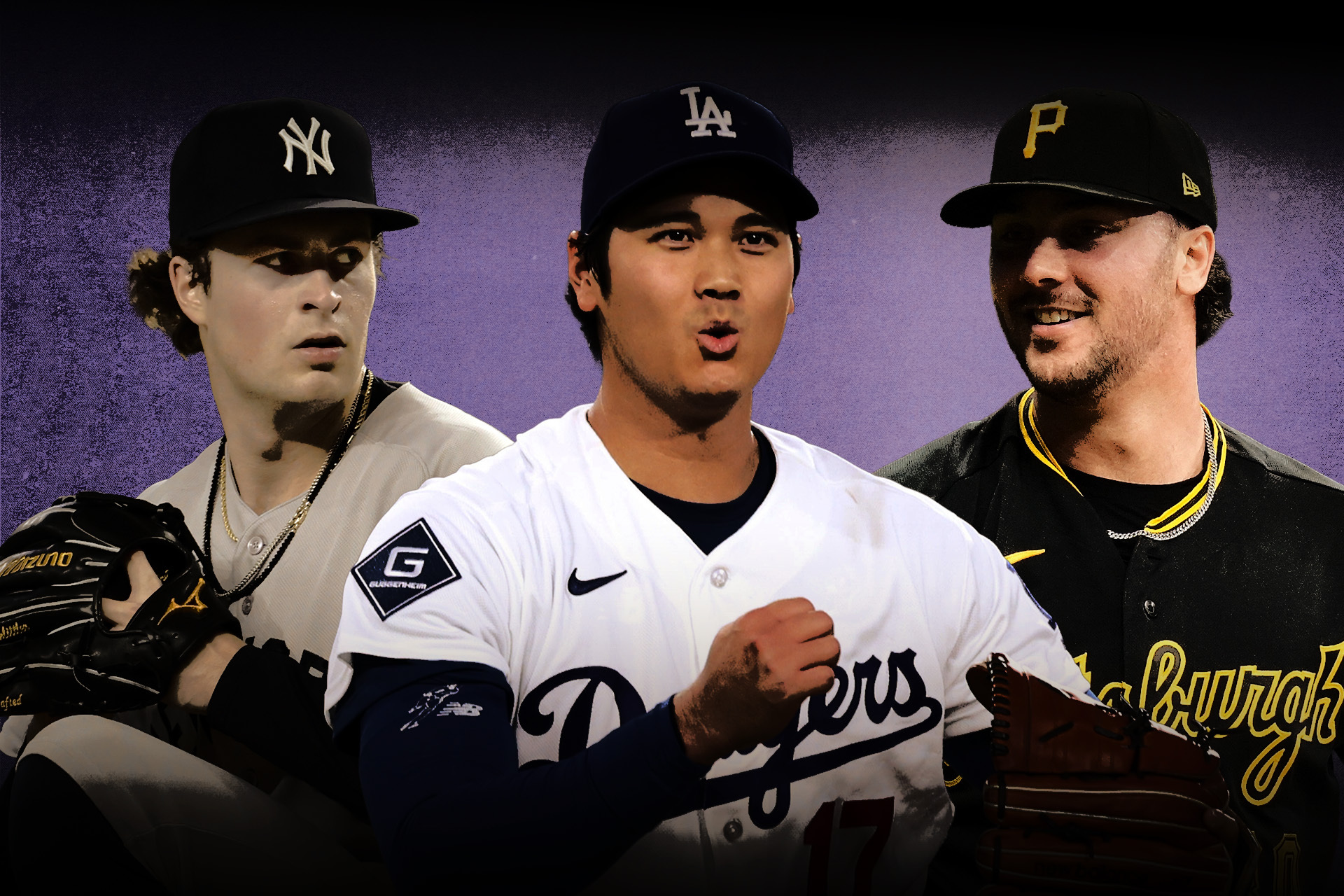 Cam Schlittler, Shohei Ohtani, and Paul Skenes on the mound.