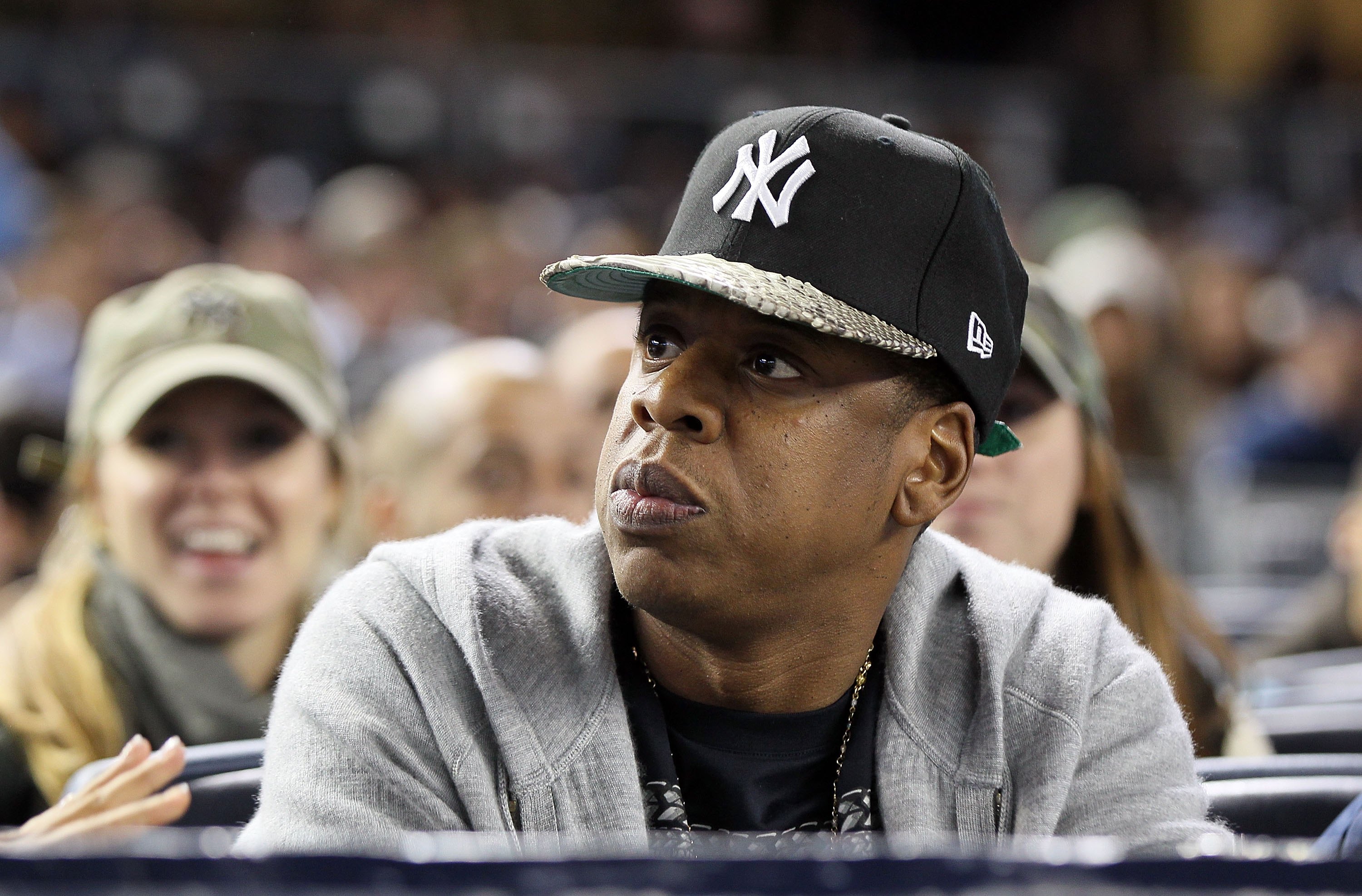 Jay-Z attends Game Five of the 2011 ALDS between the New York Yankees and Detroit Tigers. 