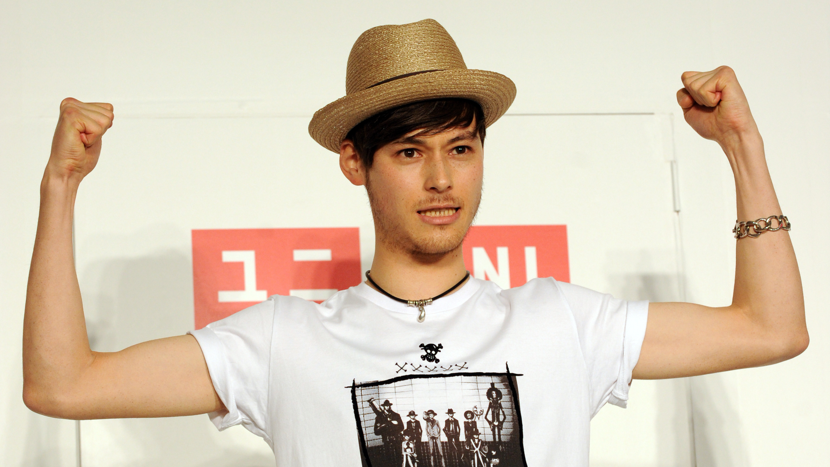 A model shows off a Uniqlo T-shirt (UT)