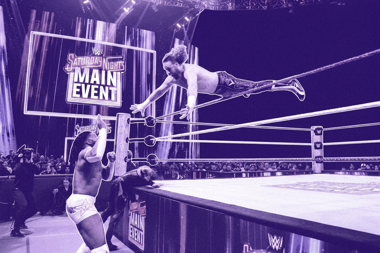 Sami Zayn in action against Trick Williams during WWE's Saturday Night's Main Event at Bell Centre on January 24, 2026 in Montreal, Canada.