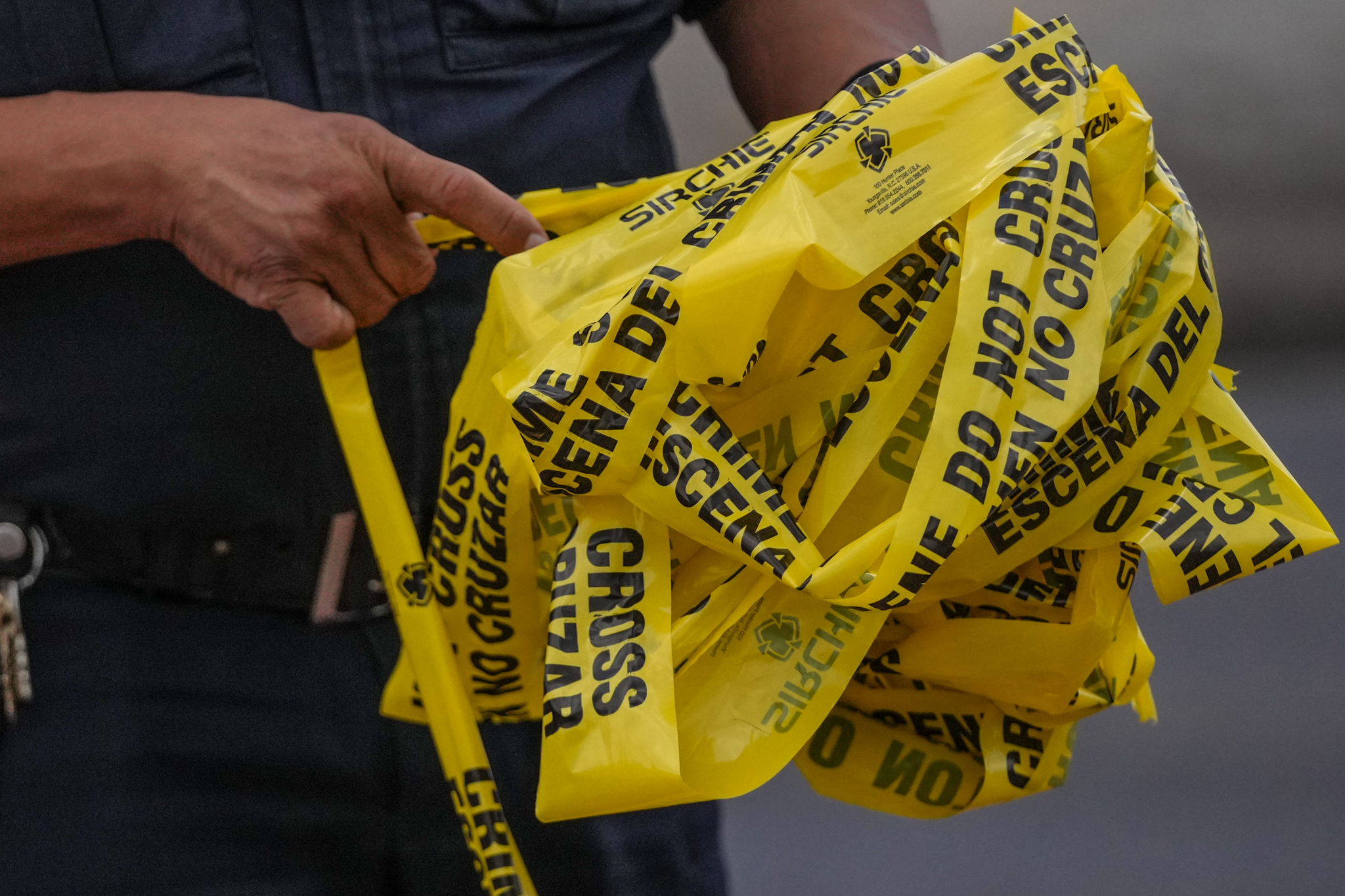 HOUSTON, TEXAS - JUY 7: A police presence is active on the 6800 block on Canal Street after a shooting occurred in Houston, Tuesday, July 7, 2026. (Jacob Lujan/Houston Chronicle via Getty Images)