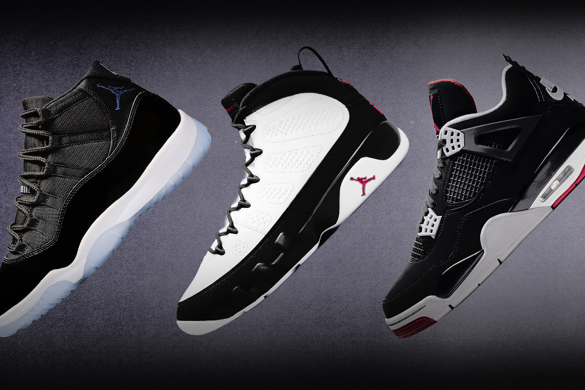 'Space Jam' Air Jordan 11, 'Space Jam' Air Jordan 9, 'Bred' Air Jordan 4