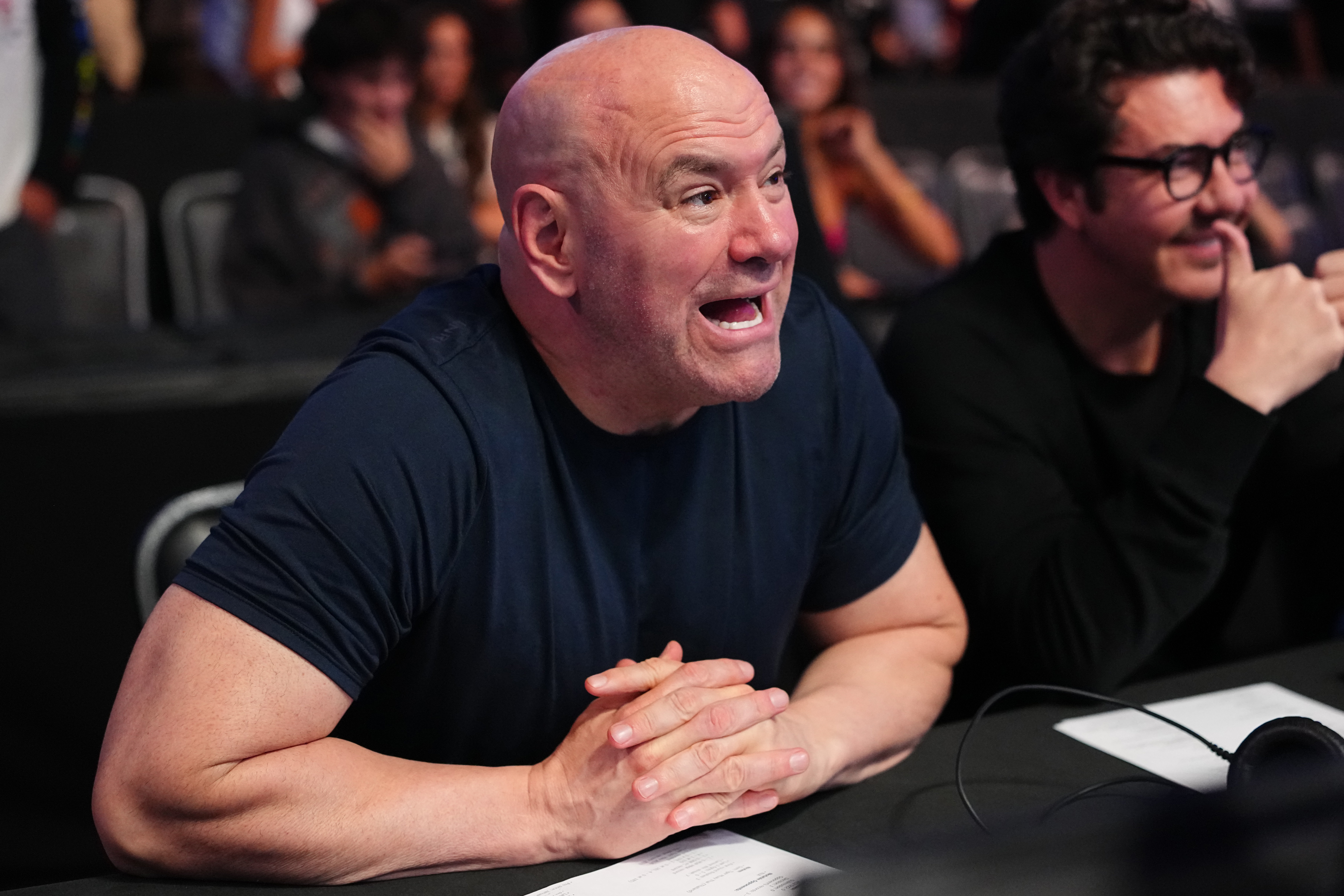 Dana White reacts to a knockout during Week 2 of the Dana White Contender Series. 