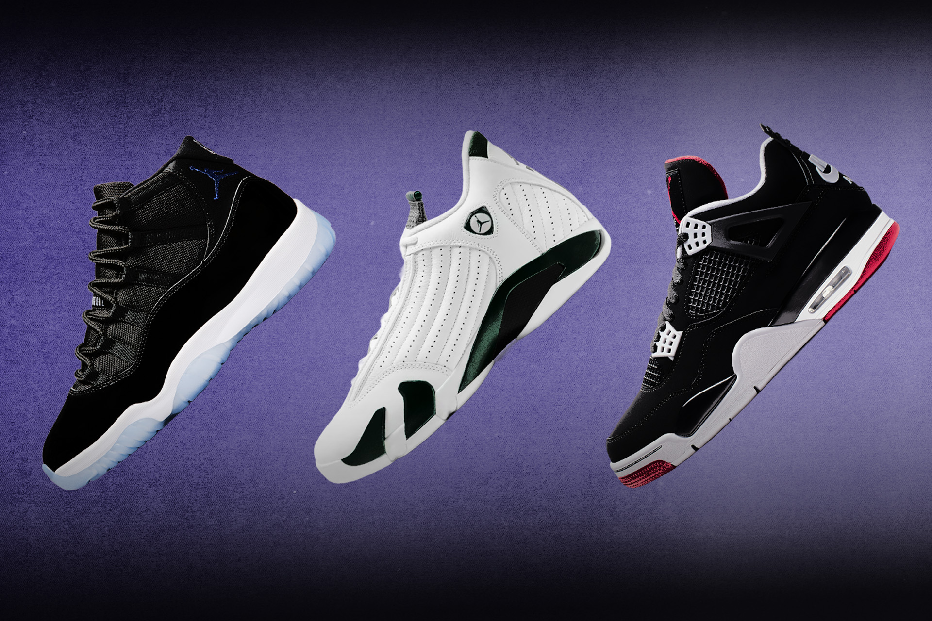  'Space Jam' Air Jordan 11, 'Royal' Air Jordan 1, 'Bred' Air Jordan 4