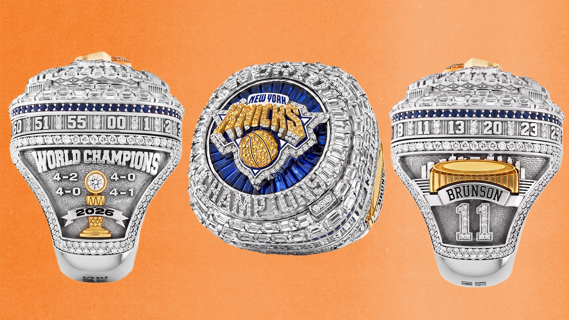 A closer look at the New York Knicks 2026 NBA championship ring.