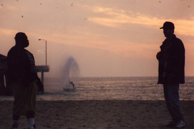 Jermaine and Doug on Phat Beach set