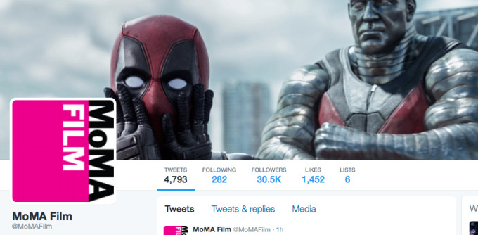 Deadpool MoMA Film Twitter