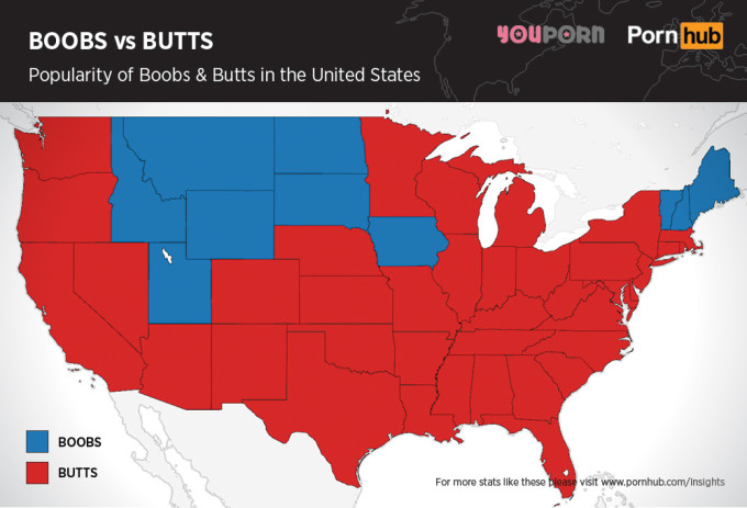 Boobs Touching Pornhub - Map Reveals Which Countries Prefer Butts Over Boobs | Complex