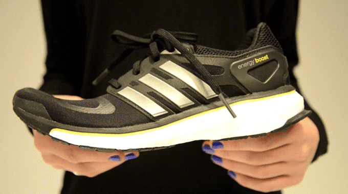 Blonde woman trying on shoes in a gif - wide 3