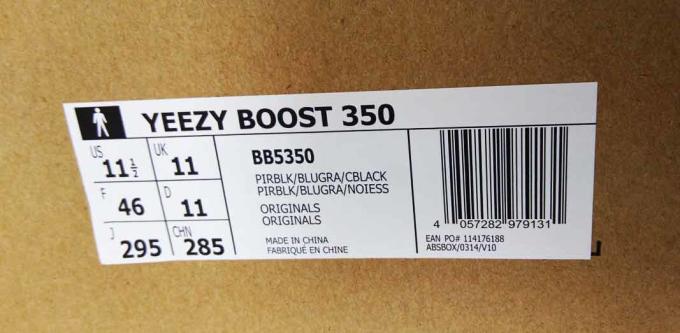 yeezy shoe box label