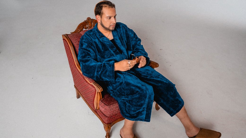 Vancouver rapper Kresnt poses in robe