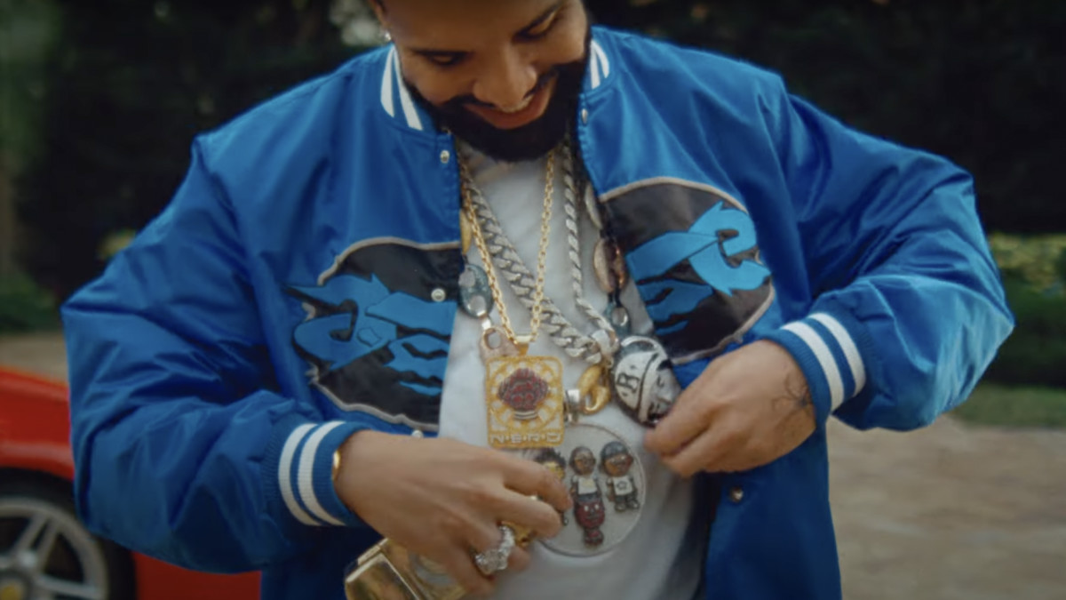 Drake Wore Almost  Million Worth of Pharrell’s Old Jewelry in the ‘Jumbotron Sh*t Poppin’ Video