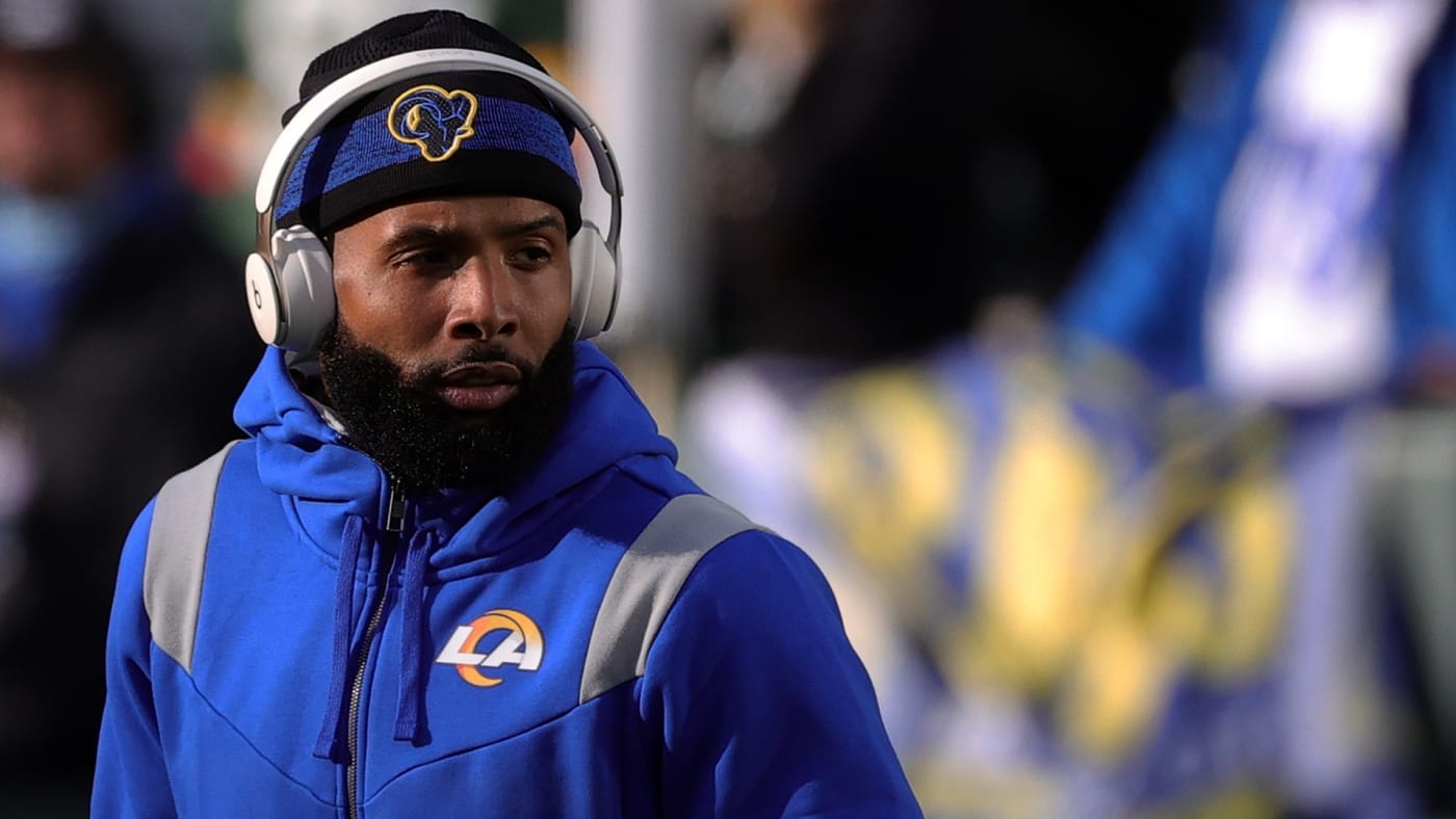 Odell Beckham Jr spotted warming up prior to game as a member of the Rams.
