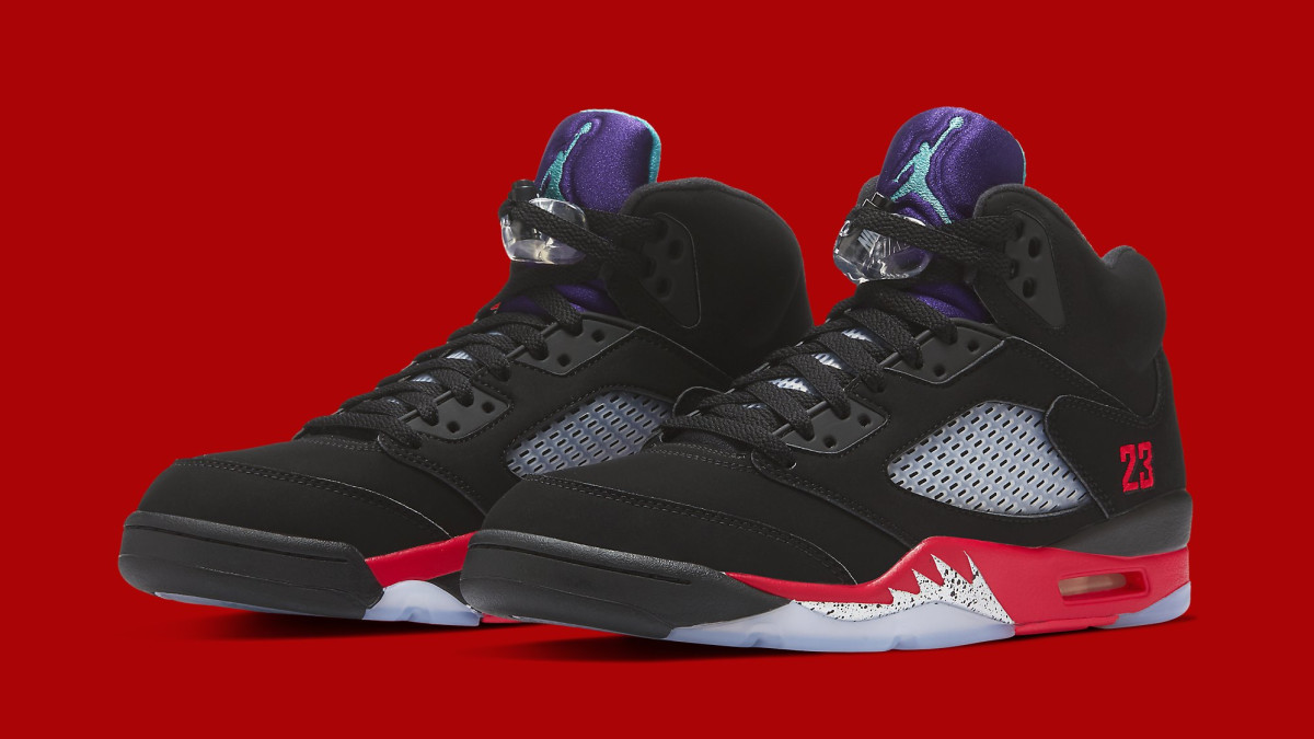 purple and red jordans