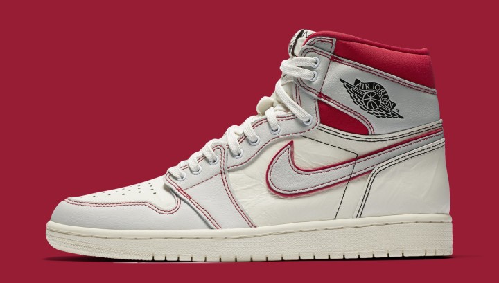 cream and red jordan 1