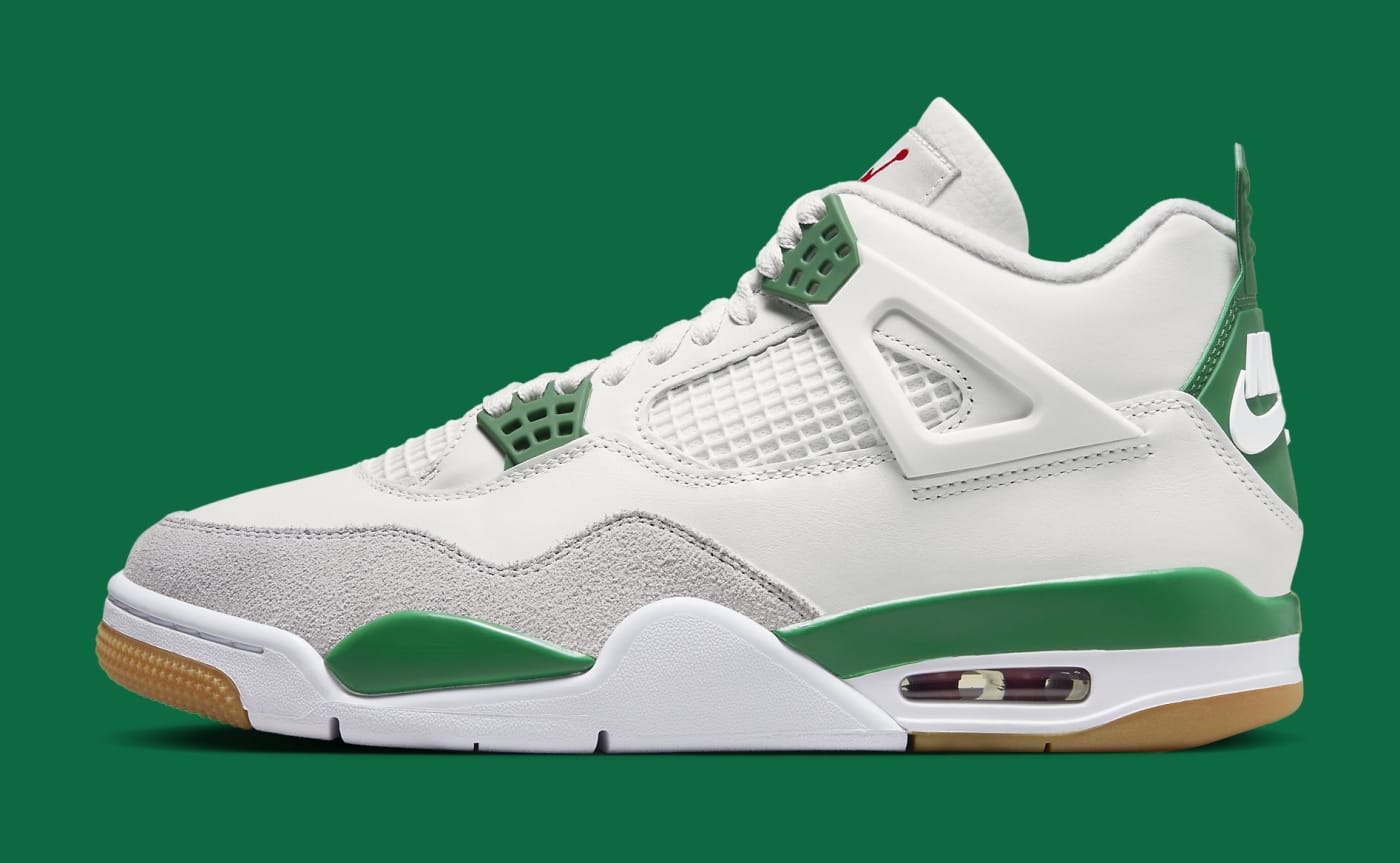 white jordan 4 with green