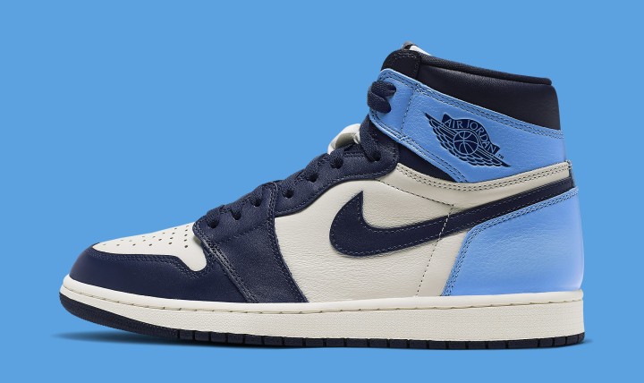 Air Jordan 1 'Sail/Obsidian-University Blue' 555088-140 (Lateral)