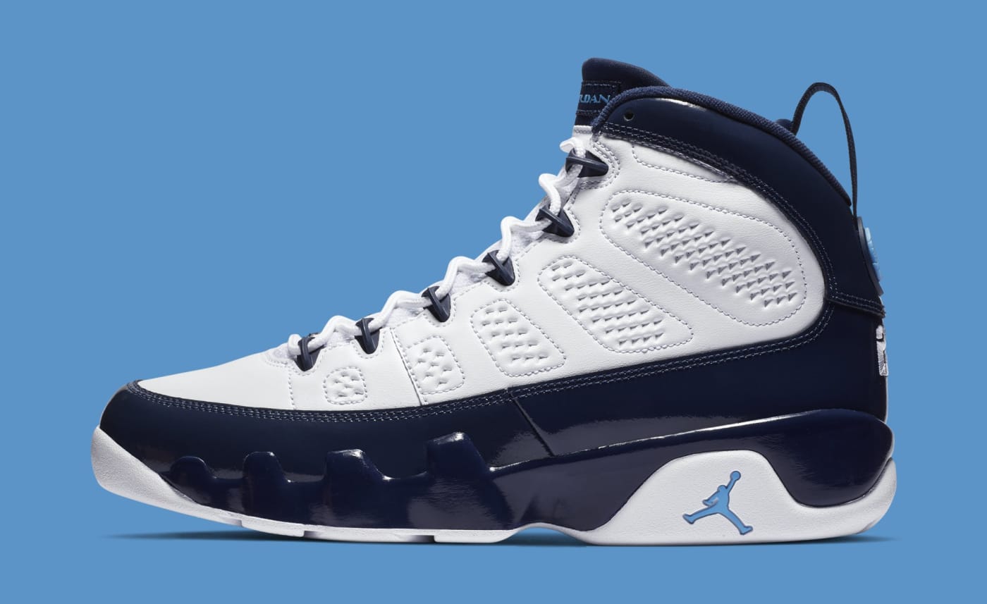 navy blue and white jordan 9