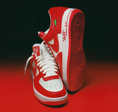 Louis Vuitton x Nike Air Force 1 baixo branco/vermelho cometa