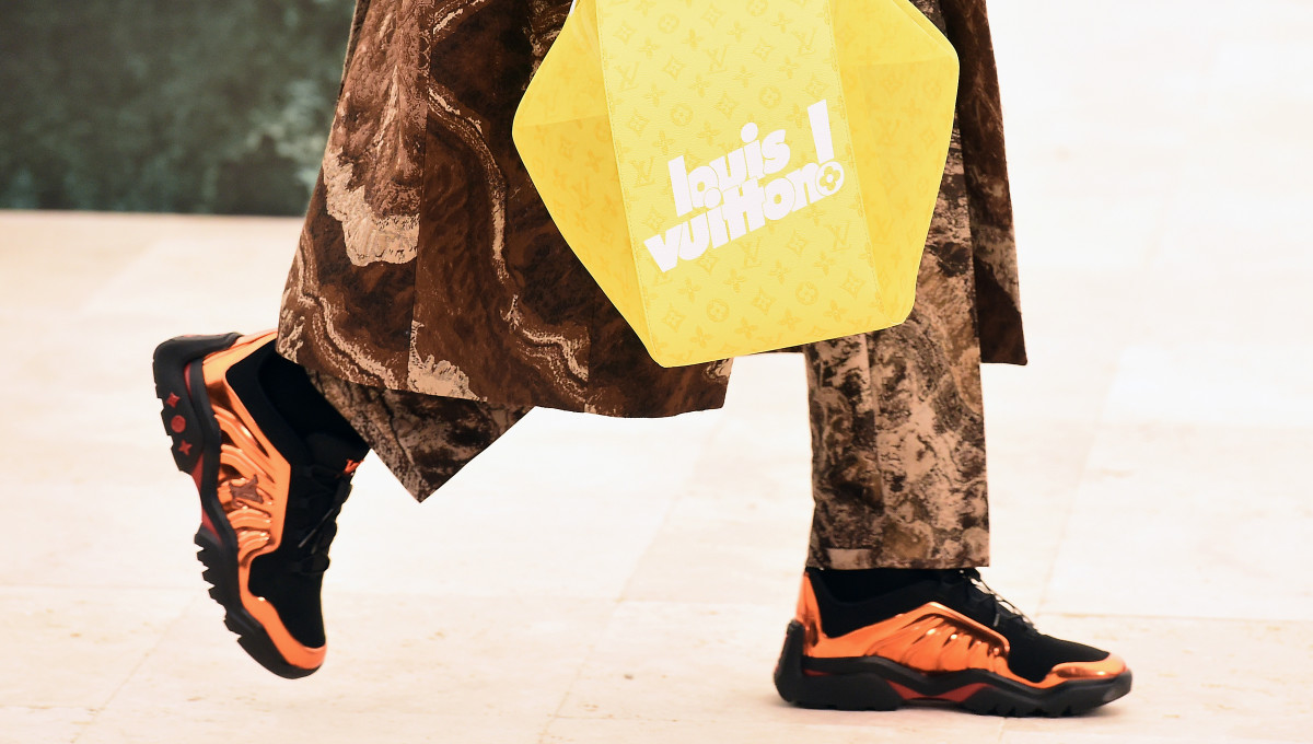 orange and black louis vuitton sneakers