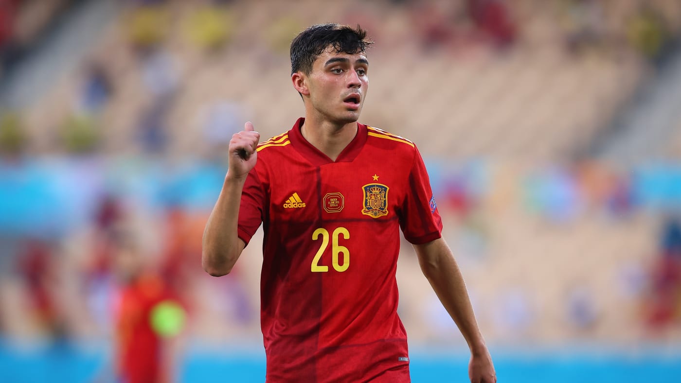 Pedro Gonzalez Pedri of Spain looks on during the UEFA Euro 2020