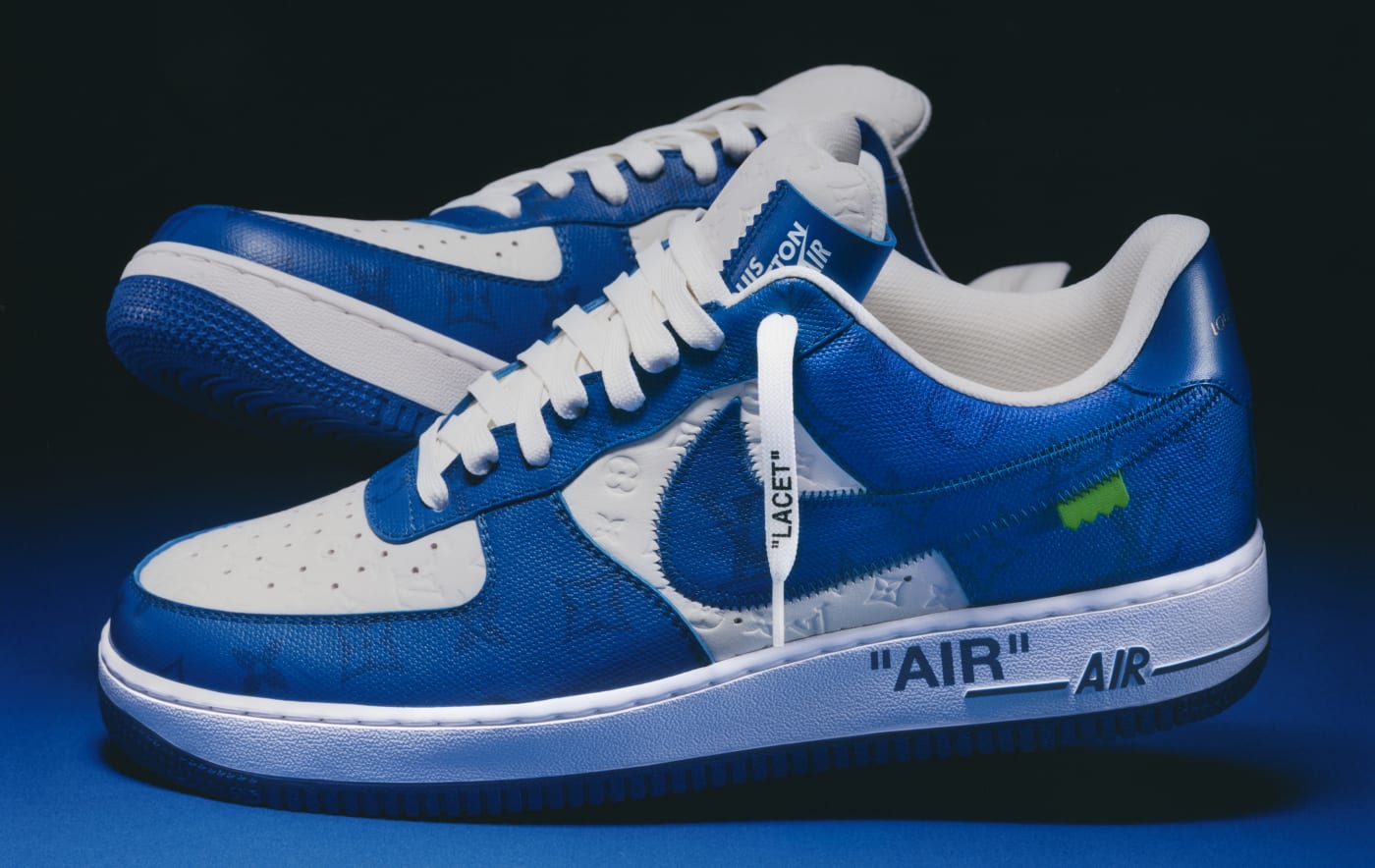 white and blue air force 1s