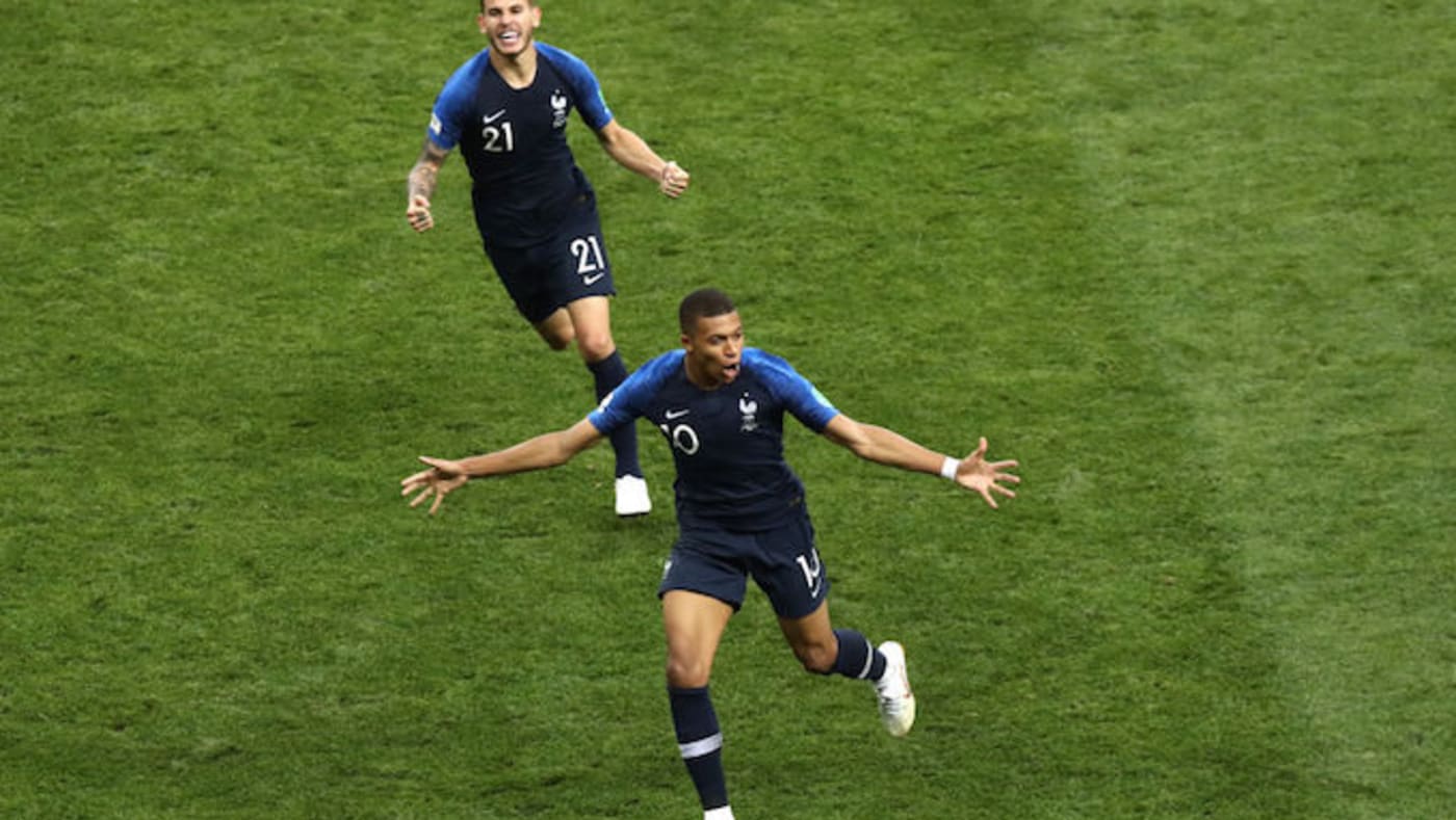 Kylian MBappe scores