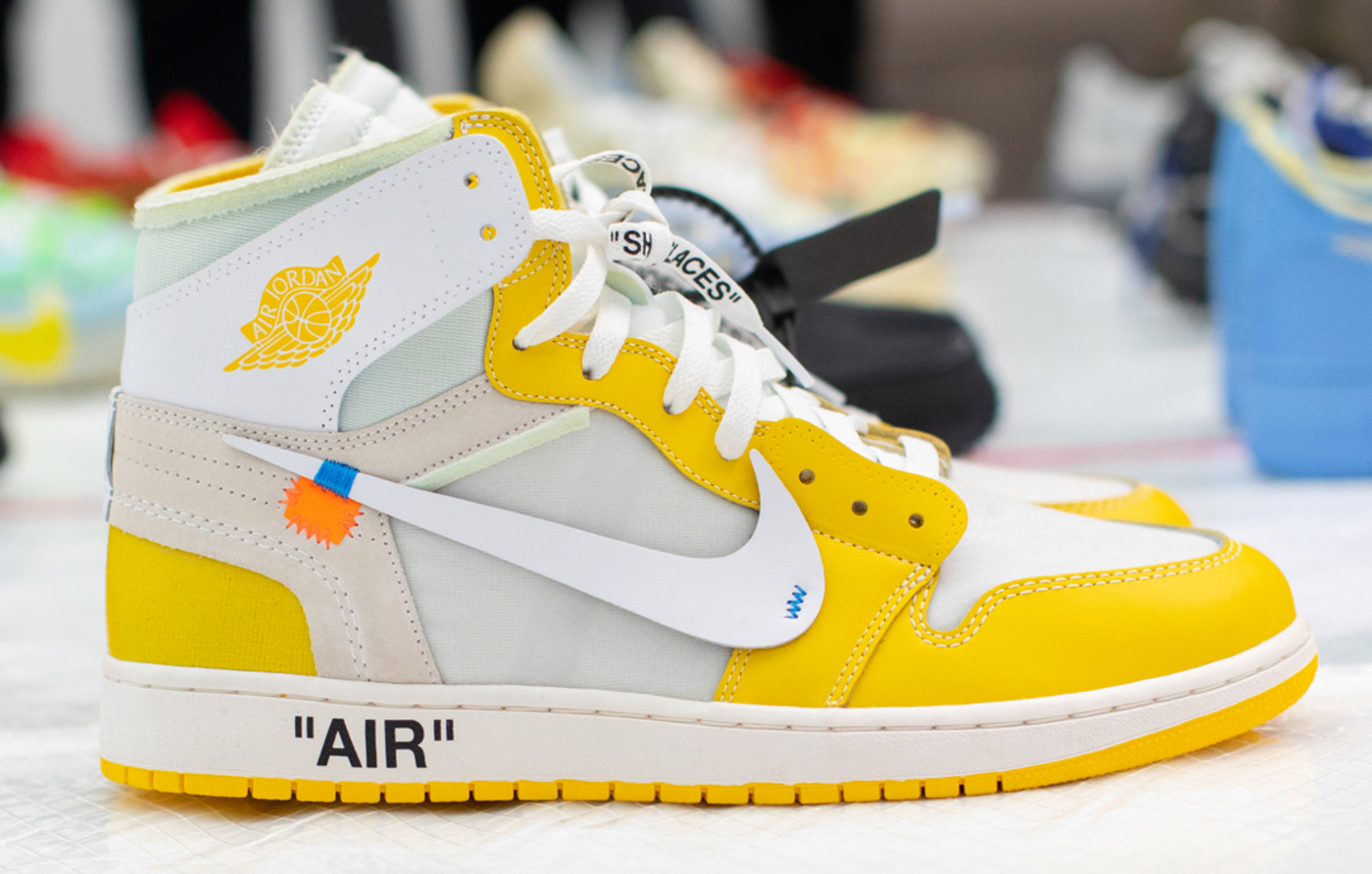 yellow off white nike shoes