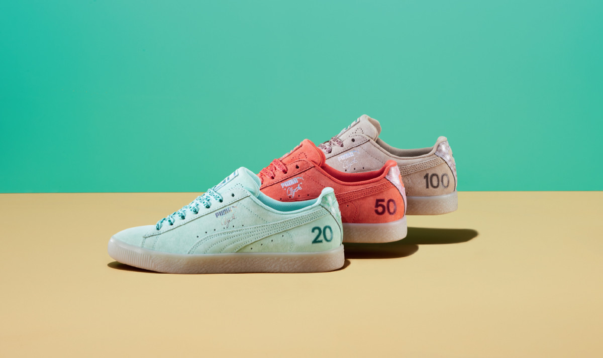 The Puma Clyde is reimagined in 3 colourways inspired by the hues of