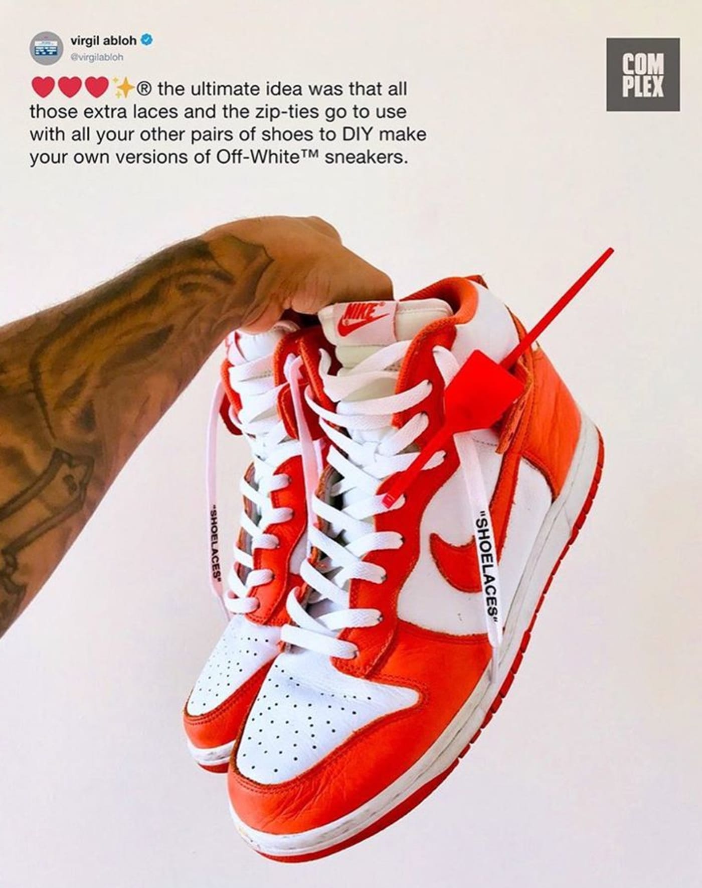 Virgil Explains So Many Accessories Come With Off-White Nikes | Complex