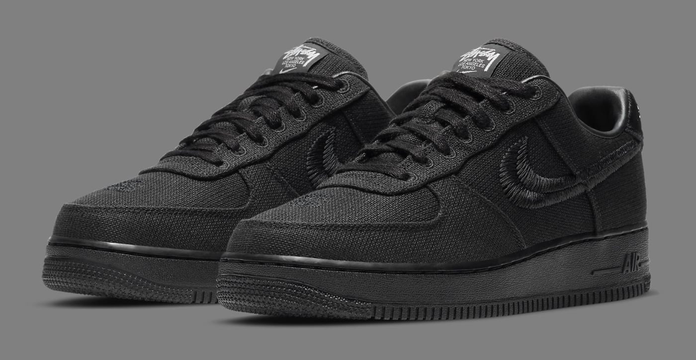 Stussy x Nike Air Force 1 Low 'Triple Black' SNKRS Release Date 